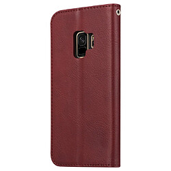 Wewoo Housse Coque Étui en cuir à rabat horizontal avec texture pour la peau Galaxy S9avec cadre photo et supportlogements cartes et portefeuille vin rouge