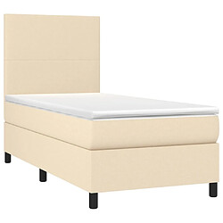 Avis Maison Chic Lit Adulte - Lit simple Lit à sommier tapissier avec matelas moelleux - Meuble de Chambre - Crème 90x200 cm Tissu -MN61635