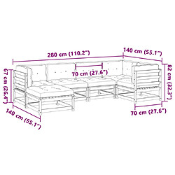 vidaXL Salon de jardin 6 pcs avec coussins bois de pin imprégné pas cher