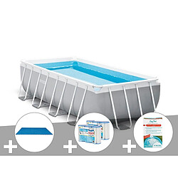 Kit piscine tubulaire Intex Prism Frame rectangulaire 4,00 x 2,00 x 1,00 m + Bâche à bulles + 6 cartouches de filtration + Kit de traitement au chlore