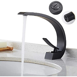 Robinet de Lavabo Monotrou Cascade, Mitigeur Salle de Bain en Laiton Chromé,Robinet Évier Vasque Baignoire Lave Main Design Luxe (noir)