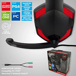 Acheter Casque Pro Gamer Amstrad Basic AMS H555 rouge avec Rétroéclairage LED - 40mm Power Bass avec micro intégré, réglage volume