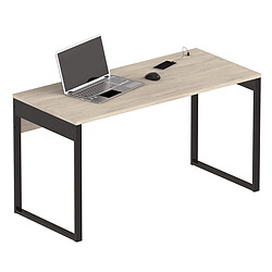 Pegane Bureau coloris effet bois/blanc - Hauteur 76 x Longueur 135 x Profondeur 60 cm