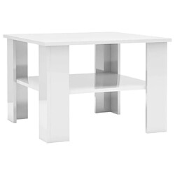 Maison Chic Table basse,Table Console Table d'appoint, Table pour salon Blanc brillant 60 x 60 x 42 cm Aggloméré -MN25000