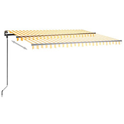 Acheter Maison Chic Auvent manuel rétractable,Store manuel de porte avec LED 4,5x3 m Jaune et blanc -GKD19977