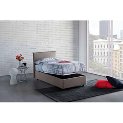 Autrement Talamo Italia Lit simple Anna avec conteneur, Made in Italy, en tissu amovible, 80x190 cm, avec ouverture frontale, Taupe, avec matelas inclus.