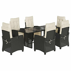 Maison Chic Ensemble à manger d'extérieur 7 pcs avec coussins,Salon de jardin,Mobilier de jardin Noir Résine tressée -GKD267283