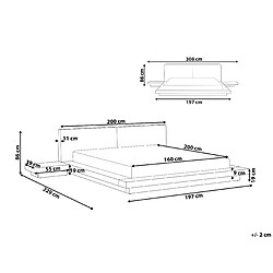 Avis Beliani Lit avec LED tête de lit en similicuir 160 x 200 cm bois foncé ZEN