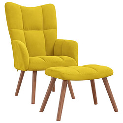 vidaXL Chaise de relaxation avec repose-pied Jaune moutarde Velours