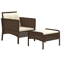 Avis Maison Chic Salon de jardin 2 pcs avec coussins - Table et chaises d'extérieur - Mobilier/Meubles de jardin Moderne Marron Résine tressée -MN51822