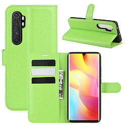 Etui en PU peau de litchi magnétique avec support vert pour votre Xiaomi Mi Note 10 Lite