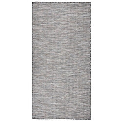 vidaXL Tapis à tissage plat d'extérieur 100x200 cm Marron et bleu