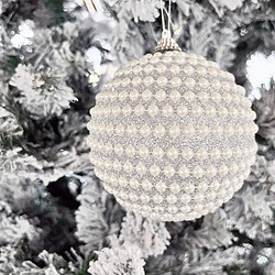 Mobili Rebecca Ensemble De 4 Grosses Boules De Noël Pour Sapin En Plastique Couleur Argent Style Classique