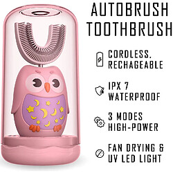 Avis Universal Brosse à dents électrique pour enfants, minuterie intelligente, tête de brosse à ultrasons 2 en 1U et brosse à langue (rose)