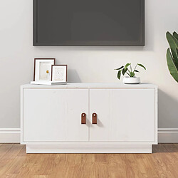 vidaXL Meuble TV Blanc 80x34x40 cm Bois de pin massif