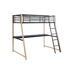 Vente-Unique Lit mezzanine MALICIA - 90 x 190 cm - bureau intégré - Noir et chêne