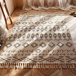 Acheter Universal Tapis en coton et lin nordique Couchage Salon 120x180cm Coussin de sol Zone Tapis Tissé à la main Tapis |(blanche)