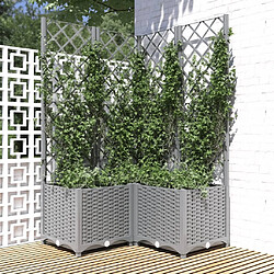 Maison Chic Jardinière,Bac à fleurs avec treillis - pot de fleur Gris clair 80x80x136 cm PP -GKD34451