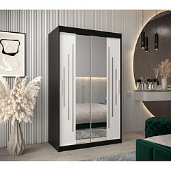 Abiks Meble Armoire YORK 1 À Portes Coulissantes 200/120/62 2 Portes (Noir/Blanc)