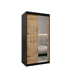 Abiks Meble Armoire YORK 2 À Portes Coulissantes 200/100/62 2 Portes (Noir/Artisan)