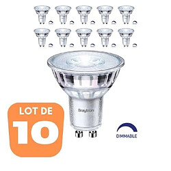 BRAYTRON Lot de 10 ampoules LED GU10 5.5W (Eq. 50W) 2700K 38° Dimmable 