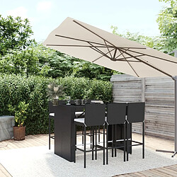 Maison Chic Ensemble de bar de jardin 7 pcs et coussins,Table + chaises + coussins d'extérieur noir poly rotin -GKD377351