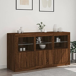 Avis Maison Chic Commode Buffet - Meuble de rangement avec lumières LED chêne marron 123x37x67 cm -GKD30751