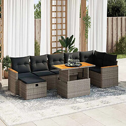 vidaXL Salon de jardin 5 pcs avec coussins gris résine tressée