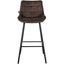 Decoshop26 Tabouret de bar x1 avec repose-pieds revêtement en velours marron piètement à quatre pieds en métal noir 10_0005464 pas cher