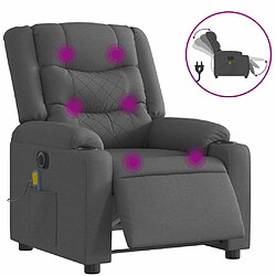 Maison Chic Fauteuil Relax pour salon, Fauteuil inclinable de massage électrique gris foncé tissu -GKD61112