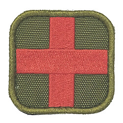 50 X 50 Mm Hook u0026 Loop Medic First Aid Red Cross Patch Blanc