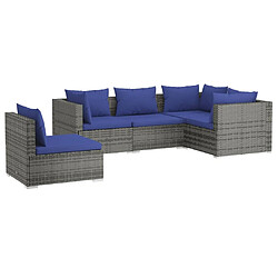 Maison Chic Salon de jardin 5 pcs + coussins - Mobilier/Meubles de jardin - Table et chaises d'extérieur résine tressée gris -MN54791