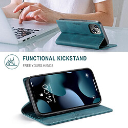 Etui en PU + TPU rétro mat, auto-absorbé avec support bleu pour votre Apple iPhone 13 6.1 pouces