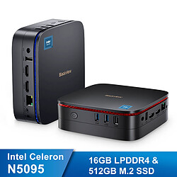 (Noir) Blackview MP60 Mini PC - RAM 16Go Stockage 512Go SSD, Mini Ordinateur de Bureau,Windows 11 Pro Mini PC,WiFi 2.4G+5G,Intel Celeron N5095