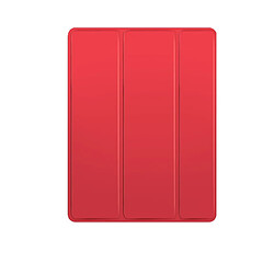 Etui en PU veille/réveil automatique avec support tri-pliure et rainure de rangement pour crayon apple rouge pour votre Apple iPad 10.2 (2019)