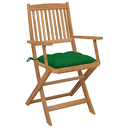 Avis Maison Chic Lot de 8 Chaises pliables de jardin - Fauteuil d'extérieur avec coussins Bois d'acacia -MN13942