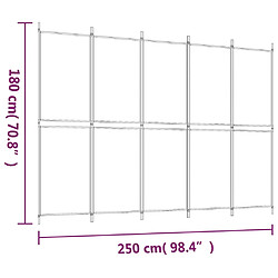 vidaXL Cloison de séparation 5 panneaux Marron 250x180 cm Tissu pas cher