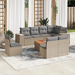 Maison Chic Salon de jardin avec coussins 9 pcs | Ensemble de Table et chaises | Mobilier d'Extérieur beige résine tressée -GKD94293