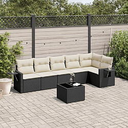 Maison Chic Ensemble Tables et chaises d'extérieur 7pcs avec coussins,Salon de jardin noir résine tressée -GKD266896