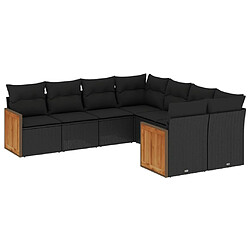 Maison Chic Salon de jardin 8 pcs avec coussins | Ensemble de Table et chaises | Mobilier d'Extérieur noir résine tressée -GKD10295