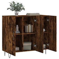 Avis vidaXL Buffet chêne fumé 90x34x80 cm bois d'ingénierie