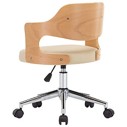 Acheter Helloshop26 Chaise fauteuil siège pivotante de bureau informatique étude bois courbé et similicuir crème 02_0024095