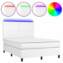 Sommier à lattes et LED,Cadre à lattes de lit avec matelas pour Adulte Blanc 140x190 cm -MN40326