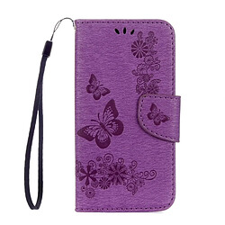 Wewoo Housse Étui Violet pour Samsung Galaxy S8 Papillons Gaufrage en cuir flip horizontale avec support & Slots de cartes Portefeuille & Longe