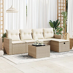 vidaXL Salon de jardin avec coussins 6 pcs beige résine tressée