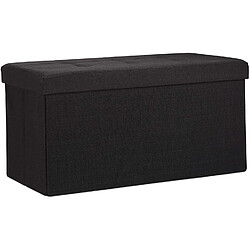 Helloshop26 Tabouret banquette pouf de rangement pliant coffre repose-pieds 76 cm noir lin 13_0002337 pas cher