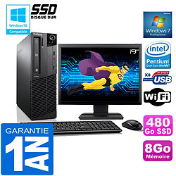 PC Lenovo M92p SFF Intel G630 Ram 8Go Disque 480 Go SSD Wifi W7 Ecran 19" - Occasion