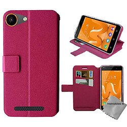 Htdmobiles Housse etui portefeuille pour Wiko Jerry + film ecran - ROSE