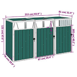 Acheter vidaXL Abri de poubelle triple Vert 213x81x121 cm Acier