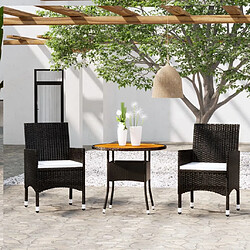 Maison Chic Mobilier à dîner 3 pcs de jardin - Ensemble table et chaises d'extérieur - Salon/Mobilier de jardin classique Résine tressée Noir -MN41599